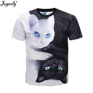 Planet Gates Summer Boys Girls 3D T shirt Lovely White Black Cat Yin Yang Harajuku Design Children T-shirt Kids Cool Tshirt Tops