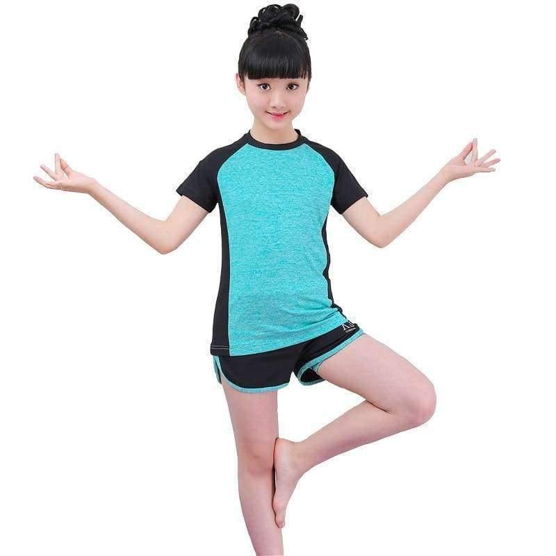 Planet Gates Summer Children Clothing Set Short Sleeve Tops +Shorts Girls Sport Suit Fitness Yoga Teenage Girls Tracksuit Set DQ860