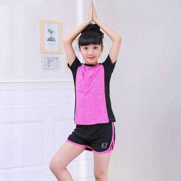 Planet Gates Summer Children Clothing Set Short Sleeve Tops +Shorts Girls Sport Suit Fitness Yoga Teenage Girls Tracksuit Set DQ860