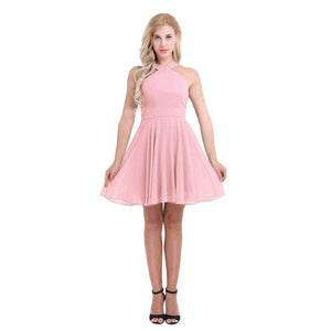 Planet Gates Summer Elegant Bridesmaid Dresses Chiffon Halter Wedding Formal Occasion Women Ladies Criss-cross Shoulder Dresses