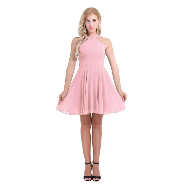 Planet Gates Summer Elegant Bridesmaid Dresses Chiffon Halter Wedding Formal Occasion Women Ladies Criss-cross Shoulder Dresses