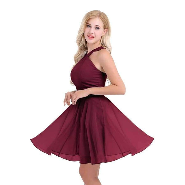 Planet Gates Summer Elegant Bridesmaid Dresses Chiffon Halter Wedding Formal Occasion Women Ladies Criss-cross Shoulder Dresses