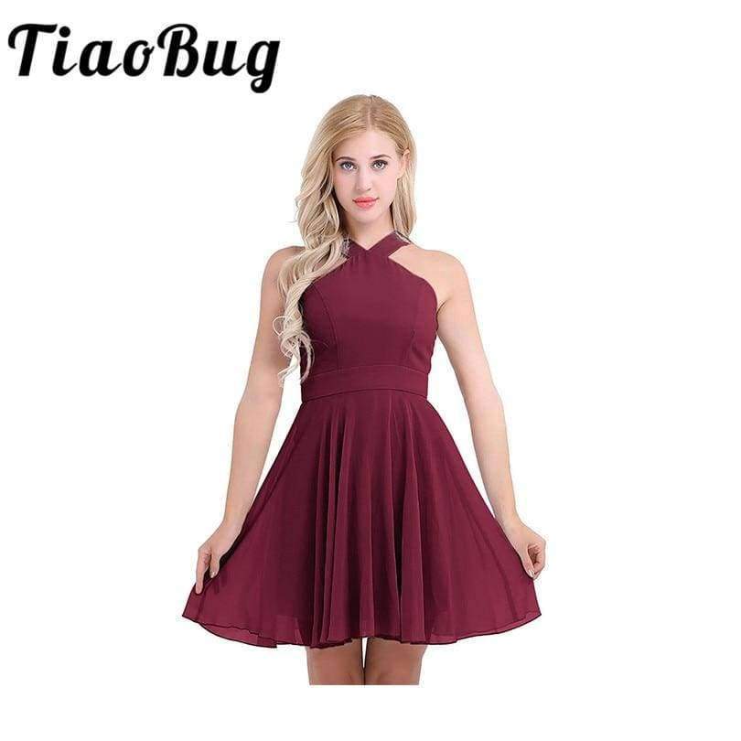 Planet Gates Summer Elegant Bridesmaid Dresses Chiffon Halter Wedding Formal Occasion Women Ladies Criss-cross Shoulder Dresses