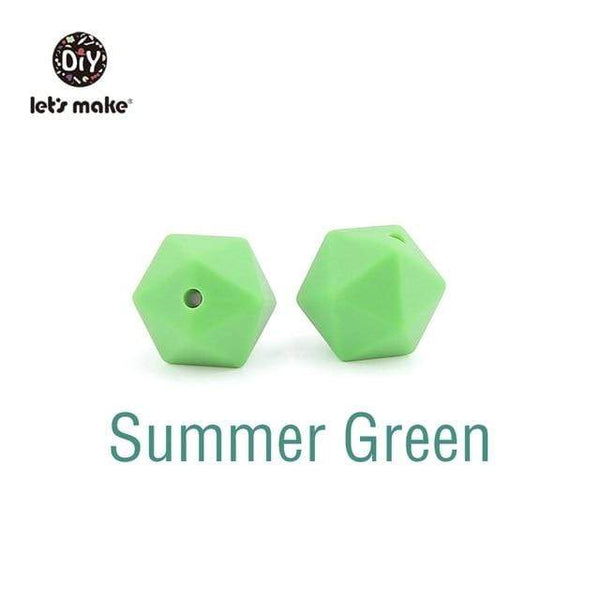 Planet Gates Summer Green Let's Make 10pc 14mm Silicone Beads Hexagon Bpa Free Silicone Teether Diy Teething Toy Baby Chewable Accessories Baby Teether
