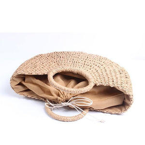 Planet Gates Summer Handmade Bags Women Pompon Beach Weaving Ladies Straw Bag Wrapped Beach Bag Moon shaped Bag