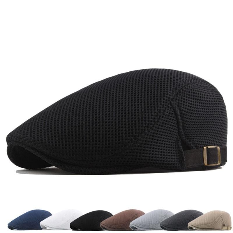 Planet Gates Summer Men's Beret Solid Color Hollow Mesh Cap Breathable Adjustable ladies Sun Hat