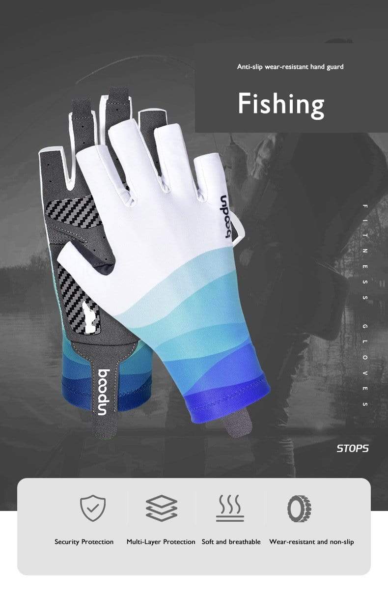 Planet Gates Summer Men Women Fishing Gloves Half Finger Breathable Cool Fabric Non-Slip Silicone Lure Fishing Sailing Sports Glove