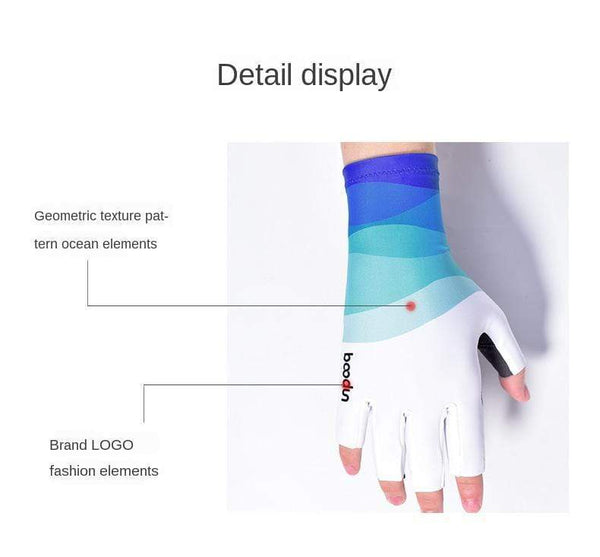 Planet Gates Summer Men Women Fishing Gloves Half Finger Breathable Cool Fabric Non-Slip Silicone Lure Fishing Sailing Sports Glove