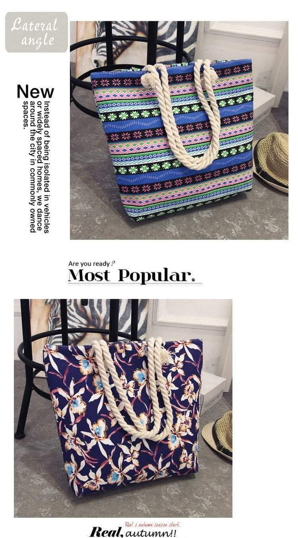 Planet Gates Summer Women Canvas bohemian style strip Shoulder Beach Bag Female Casual Tote Shopping Big Bag floral Messenger Bags