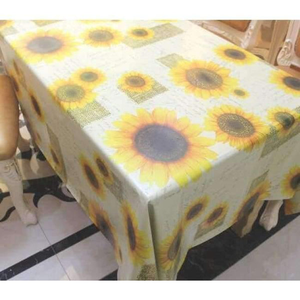 Planet Gates sunflower / 137x137cm PVC TableCloth Waterproof Rectangular Plastic Picnic Cloth for Tea Table Home Textile Fashion Love Festive Red MJ033