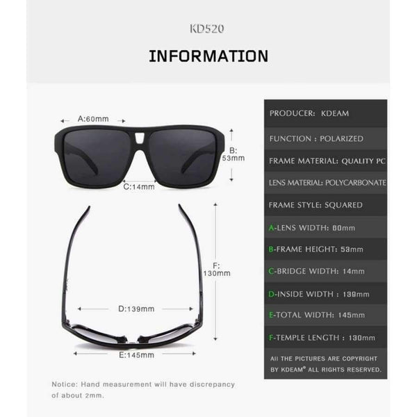 Planet Gates sunglass 201 KDEAM Sport Sunglasses Men Polarized HD lens zonnebril mannen Square Sun Glasses Women Eyewear 6 Colors UV400
