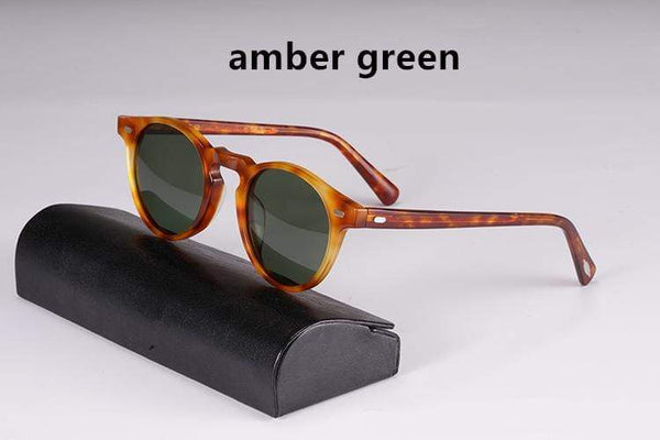 Planet Gates Sunglasses Women Gregory Peck Acetate Sun Glasses  Retro Round Frame OV5186 Men Polarized Vintage Eyeglasses Driving Glasses