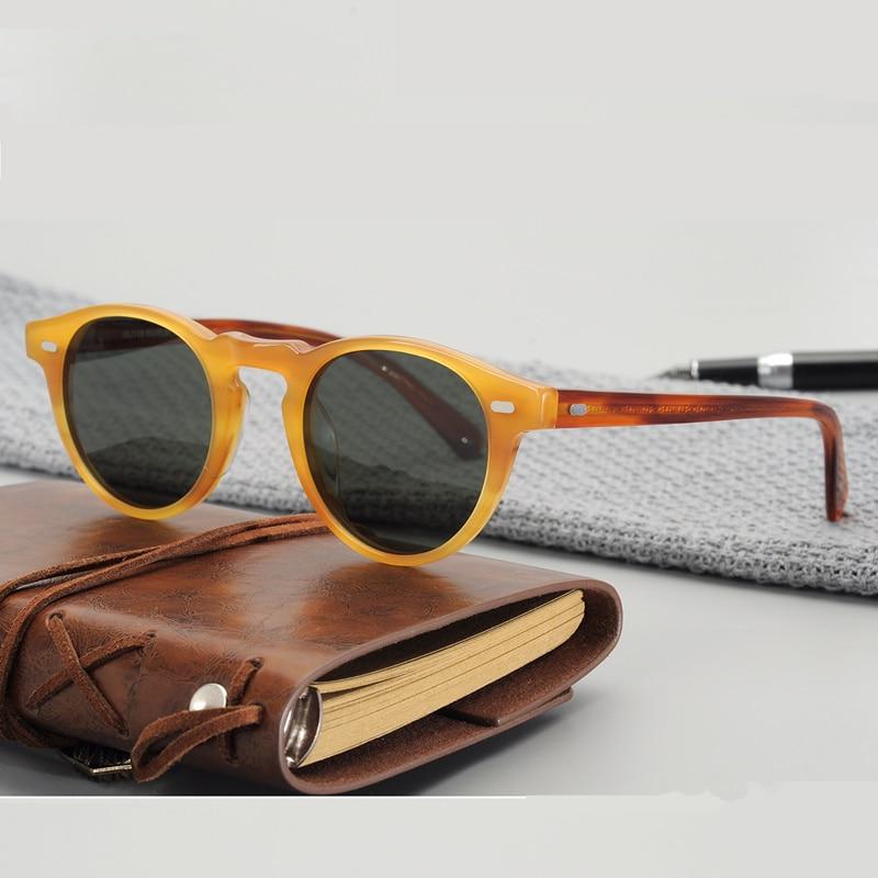 Planet Gates Sunglasses Women Gregory Peck Acetate Sun Glasses  Retro Round Frame OV5186 Men Polarized Vintage Eyeglasses Driving Glasses