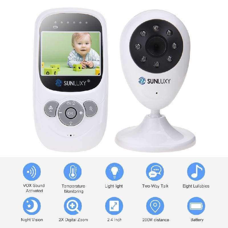 Planet Gates SUNLUXY 2.4'' Color Video Wireless Baby Monitor Night Light Babyphone Security Camera 2 Way Talk Digital Zoom Music Temperature