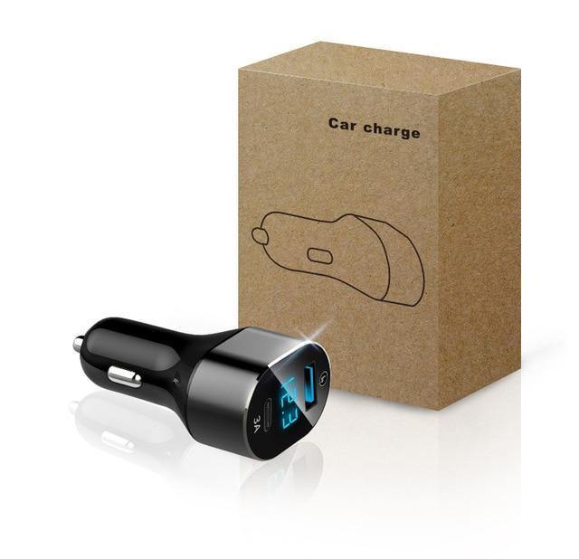 Planet Gates Suntaiho 3.0 Quick Type C Micro USB LED Car Charger for iPhone 8 plus 5V3A Dual USB Mobile Phone Tablet Car-charger galaxy S8 S9