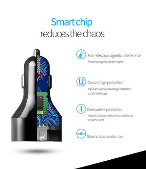 Planet Gates Suntaiho 3.0 Quick Type C Micro USB LED Car Charger for iPhone 8 plus 5V3A Dual USB Mobile Phone Tablet Car-charger galaxy S8 S9