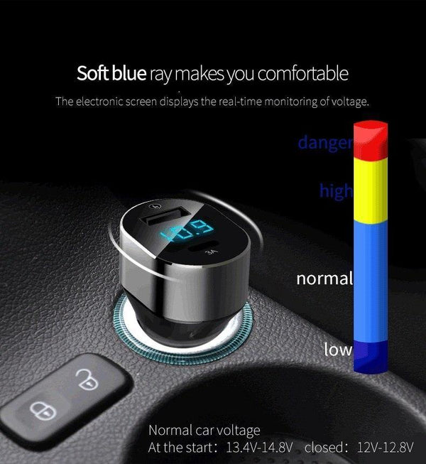 Planet Gates Suntaiho 3.0 Quick Type C Micro USB LED Car Charger for iPhone 8 plus 5V3A Dual USB Mobile Phone Tablet Car-charger galaxy S8 S9