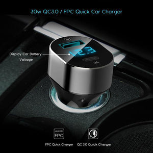 Planet Gates Suntaiho 3.0 Quick Type C Micro USB LED Car Charger for iPhone 8 plus 5V3A Dual USB Mobile Phone Tablet Car-charger galaxy S8 S9