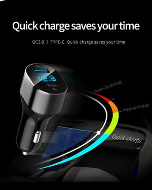 Planet Gates Suntaiho 3.0 Quick Type C Micro USB LED Car Charger for iPhone 8 plus 5V3A Dual USB Mobile Phone Tablet Car-charger galaxy S8 S9
