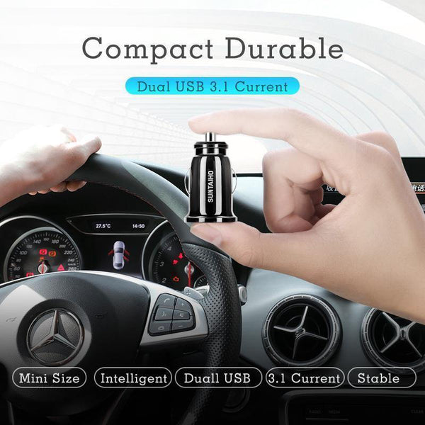 Planet Gates Suntaiho Dual USB Car Charger Mini Car-Charger 3.1A Mobile Phone Car charger adapter Car GPS Samrtphone for iPhone Xiaomi Huawei