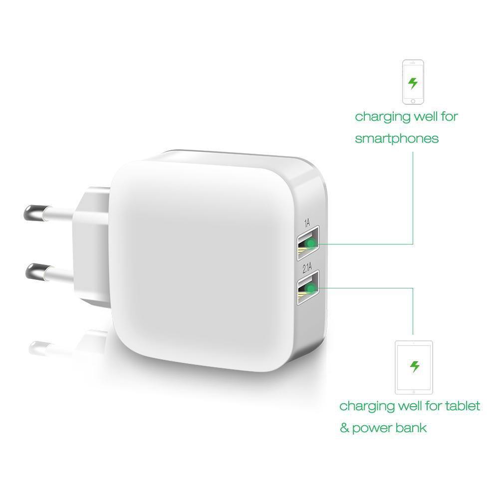 Planet Gates Suntaiho Smart Travel Dual USB Charger Adapter Wall Portable Mobile Phone Charger EU Plug For iPhone/Samsung/Xiaomi /iPad/Huawei