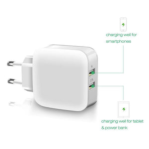 Planet Gates Suntaiho Smart Travel Dual USB Charger Adapter Wall Portable Mobile Phone Charger EU Plug For iPhone/Samsung/Xiaomi /iPad/Huawei