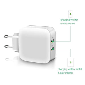 Planet Gates Suntaiho Smart Travel Dual USB Charger Adapter Wall Portable Mobile Phone Charger EU Plug For iPhone/Samsung/Xiaomi /iPad/Huawei