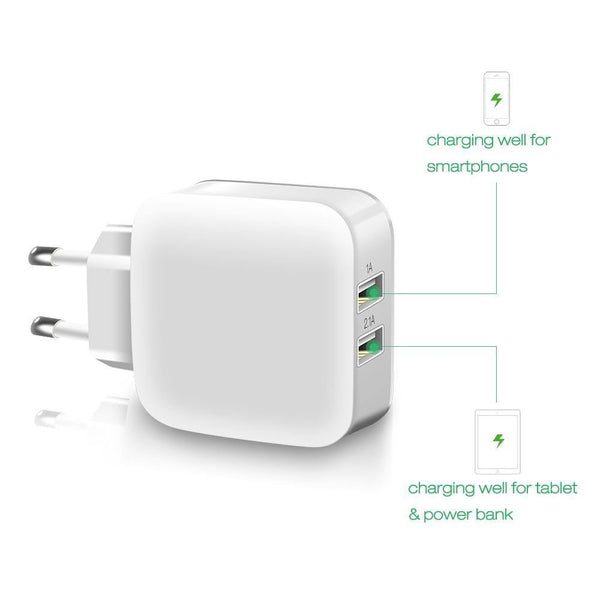 Planet Gates Suntaiho Smart Travel Dual USB Charger Adapter Wall Portable Mobile Phone Charger EU Plug For iPhone/Samsung/Xiaomi /iPad/Huawei