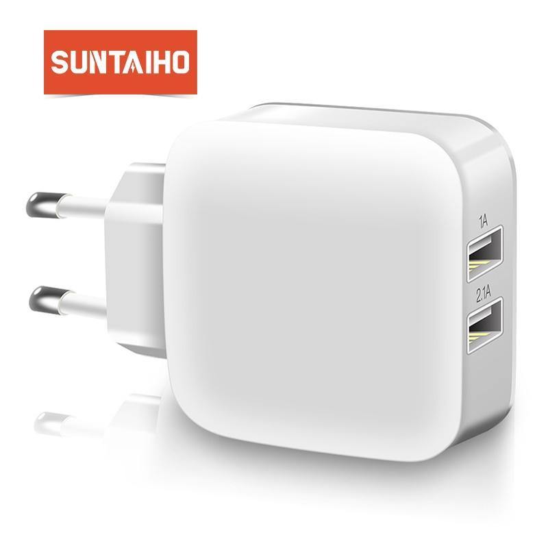 Planet Gates Suntaiho Smart Travel Dual USB Charger Adapter Wall Portable Mobile Phone Charger EU Plug For iPhone/Samsung/Xiaomi /iPad/Huawei