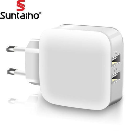 Planet Gates Suntaiho Smart Travel Dual USB Charger Adapter Wall Portable Mobile Phone Charger EU Plug For iPhone/Samsung/Xiaomi /iPad/Huawei