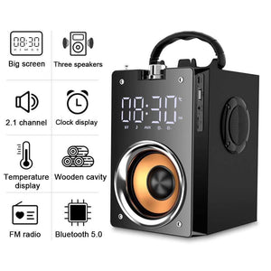 Planet Gates Super Bass Bluetooth Speakers Portable Column High Power 3D Stereo Subwoofer Music Center Support AUX TF FM Radio HIFI BoomBox (T3 BLACK)