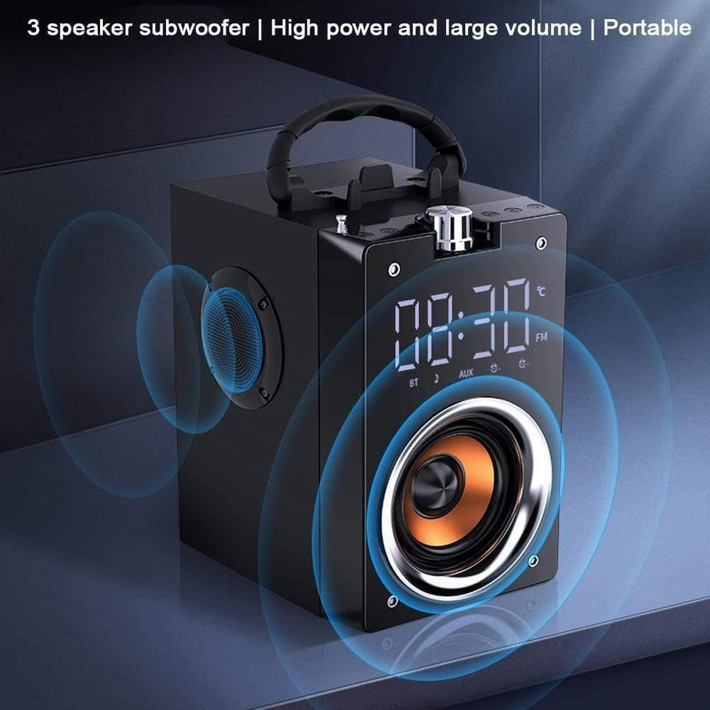 Planet Gates Super Bass Bluetooth Speakers Portable Column High Power 3D Stereo Subwoofer Music Center Support AUX TF FM Radio HIFI BoomBox (T3 BLACK)
