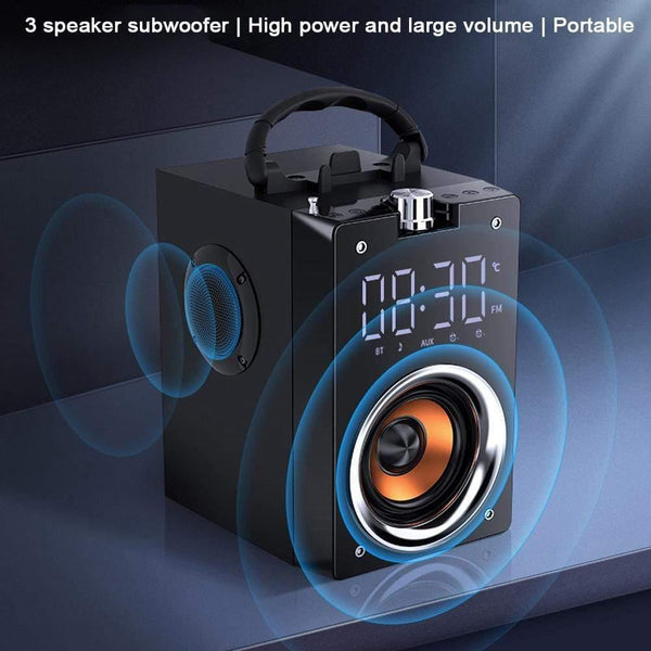 Planet Gates Super Bass Bluetooth Speakers Portable Column High Power 3D Stereo Subwoofer Music Center Support AUX TF FM Radio HIFI BoomBox (T3 BLACK)