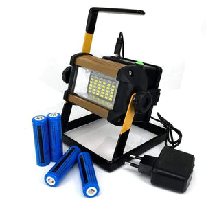 Planet Gates Super Bright 50W Outdoor LED Floodlight Rechargeable 36LED Camping Work Flood Light IPX67 Waterproof + 4x18650 Battery&Charger