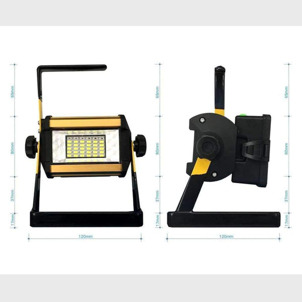 Planet Gates Super Bright 50W Outdoor LED Floodlight Rechargeable 36LED Camping Work Flood Light IPX67 Waterproof + 4x18650 Battery&Charger