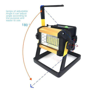 Planet Gates Super Bright 50W Outdoor LED Floodlight Rechargeable 36LED Camping Work Flood Light IPX67 Waterproof + 4x18650 Battery&Charger