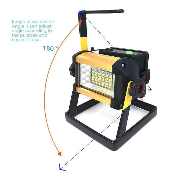 Planet Gates Super Bright 50W Outdoor LED Floodlight Rechargeable 36LED Camping Work Flood Light IPX67 Waterproof + 4x18650 Battery&Charger