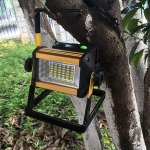 Planet Gates Super Bright 50W Outdoor LED Floodlight Rechargeable 36LED Camping Work Flood Light IPX67 Waterproof + 4x18650 Battery&Charger
