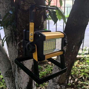 Planet Gates Super Bright 50W Outdoor LED Floodlight Rechargeable 36LED Camping Work Flood Light IPX67 Waterproof + 4x18650 Battery&Charger