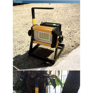 Planet Gates Super Bright 50W Outdoor LED Floodlight Rechargeable 36LED Camping Work Flood Light IPX67 Waterproof + 4x18650 Battery&Charger