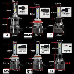 Planet Gates Super Bright COB LED H4 H7 H11 H1 9005 Auto Headlight Bulbs 72W 12000Lm/set 6500K 4300K 9006 881 Fog Lamp Car Lights