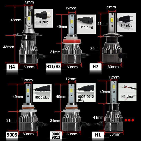Planet Gates Super Bright COB LED H4 H7 H11 H1 9005 Auto Headlight Bulbs 72W 12000Lm/set 6500K 4300K 9006 881 Fog Lamp Car Lights