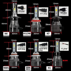 Planet Gates Super Bright COB LED H4 H7 H11 H1 9005 Auto Headlight Bulbs 72W 12000Lm/set 6500K 4300K 9006 881 Fog Lamp Car Lights