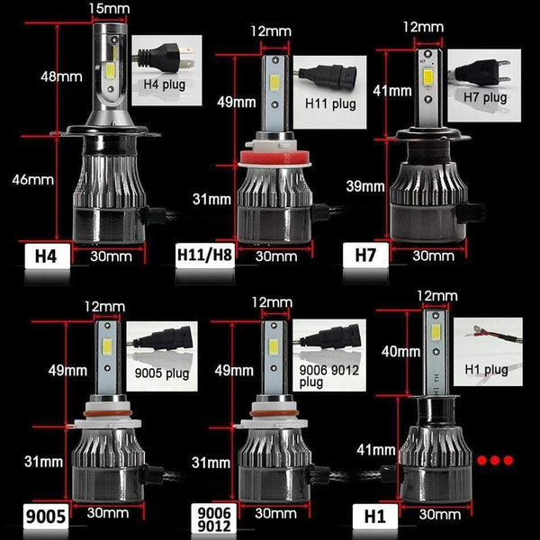 Planet Gates Super Bright COB LED H4 H7 H11 H1 9005 Auto Headlight Bulbs 72W 12000Lm/set 6500K 4300K 9006 881 Fog Lamp Car Lights