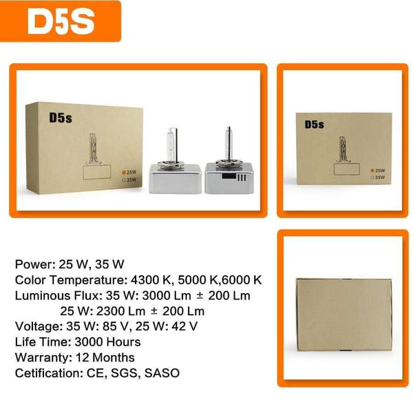 Planet Gates Super Brightness D1S D1R D2S D2R D3S D3R D4S D4R D5S D8S HID Xenon Bulb 42V 85V 25W 35W 3200Lm 4300K 5000K 6000K 2 PCS
