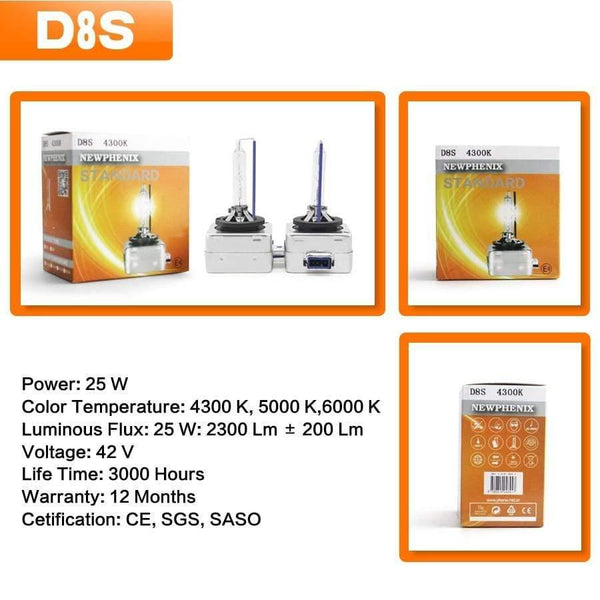 Planet Gates Super Brightness D1S D1R D2S D2R D3S D3R D4S D4R D5S D8S HID Xenon Bulb 42V 85V 25W 35W 3200Lm 4300K 5000K 6000K 2 PCS