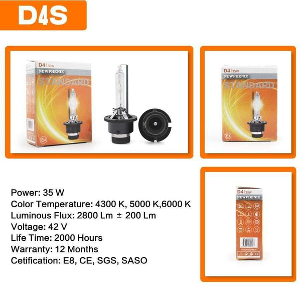 Planet Gates Super Brightness D1S D1R D2S D2R D3S D3R D4S D4R D5S D8S HID Xenon Bulb 42V 85V 25W 35W 3200Lm 4300K 5000K 6000K 2 PCS