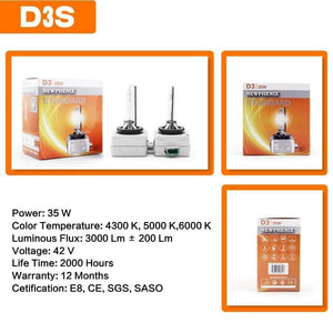 Planet Gates Super Brightness D1S D1R D2S D2R D3S D3R D4S D4R D5S D8S HID Xenon Bulb 42V 85V 25W 35W 3200Lm 4300K 5000K 6000K 2 PCS