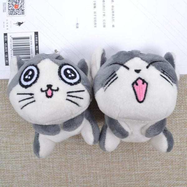 Planet Gates Super Cute Sitting Chi Cat Keychain Plush Toys Dolls 10cm Stuffed Animals Soft Toys Kawaii Mini Kids Gifts