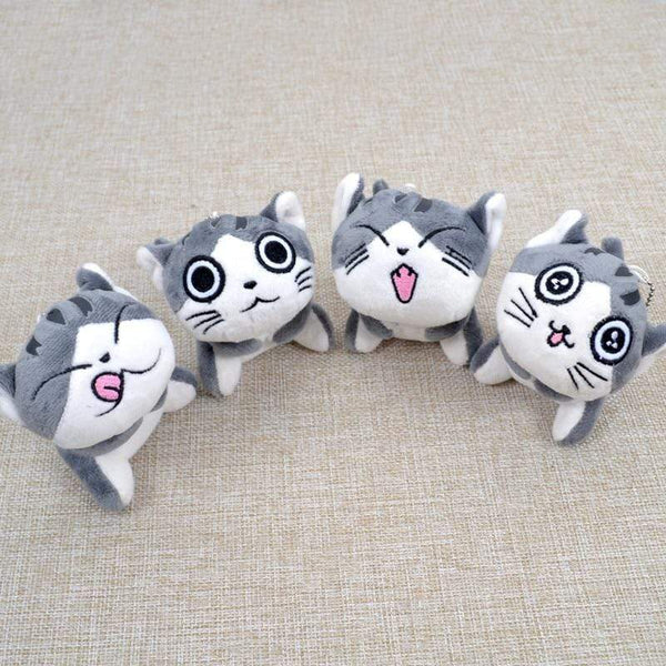 Planet Gates Super Cute Sitting Chi Cat Keychain Plush Toys Dolls 10cm Stuffed Animals Soft Toys Kawaii Mini Kids Gifts